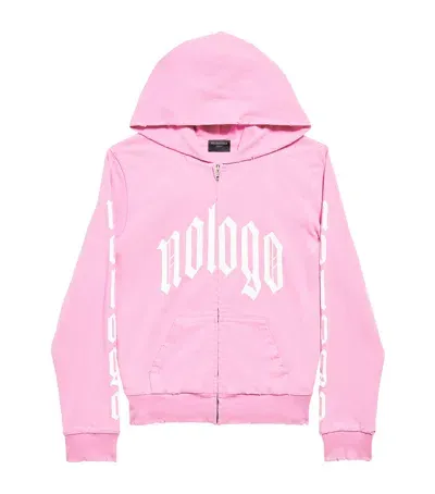 Balenciaga No Logo Zip-up Hoodie In Pink