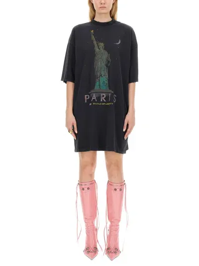 Balenciaga Paris Liberty Distressed T-shirt In Black