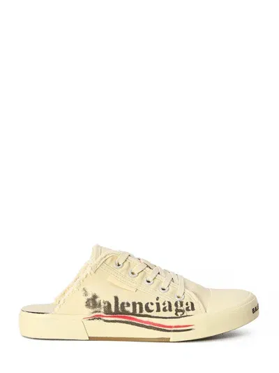 Balenciaga Paris Logo-print Mules In White