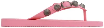 Balenciaga Pink Cagole Flip Flops In 5781 Light Pink Silv