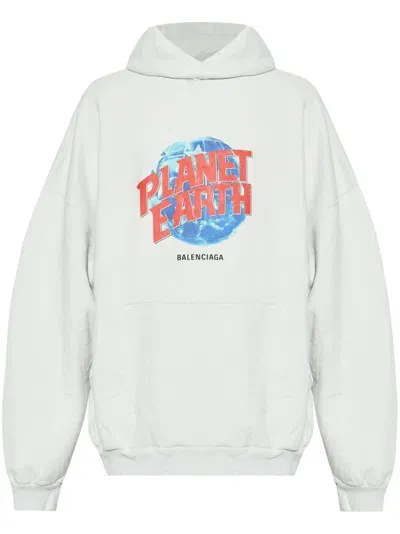 Balenciaga Planet Earth Hoodie In White