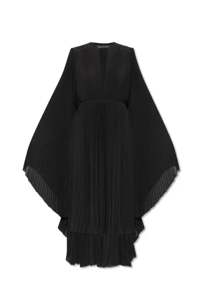 Balenciaga Pleated Maxi Dress In Black