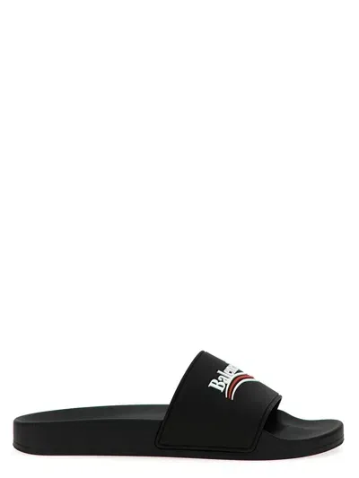 Balenciaga Political Campaign Pool Slides In Black