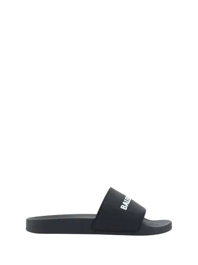 Balenciaga Pool Slide Rubber Shoes In Black