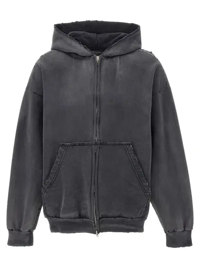 Balenciaga Printed Hoodie Sweatshirt In Gray