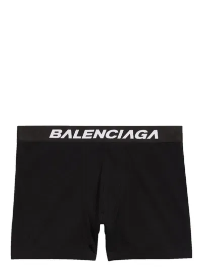 Balenciaga Elastic Boxer Briefs With Logo In Black