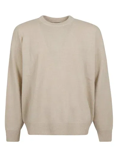 Balenciaga Round Neck Knitted Jumper In Beige