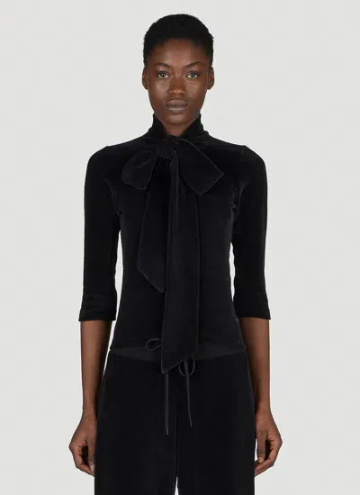 Balenciaga Scarf Turtleneck Terry-cloth Blouse In Black