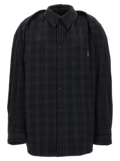 Balenciaga Shirt With Removable Sleeves In Dark Grey