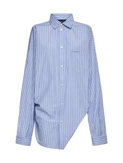 Balenciaga Shirts In Sky Blue/white