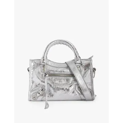 Balenciaga Mini Le City Arena Lamb Bag In Silver