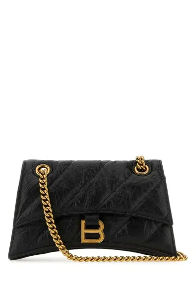 Balenciaga Small Crush Shoulder Bag In Black