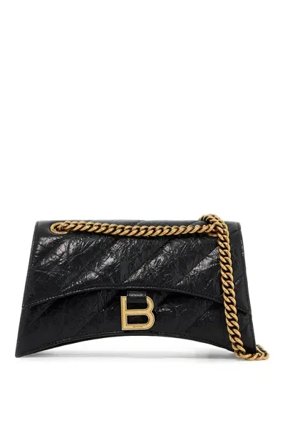 Balenciaga Small Crush Shoulder Bag In Black