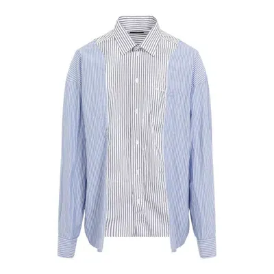 Balenciaga Striped Long-sleeved Shirt In White