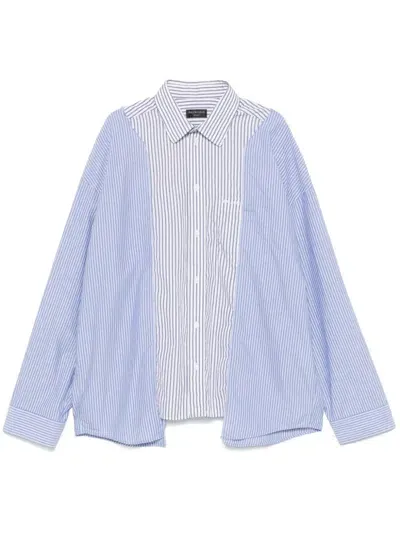 Balenciaga Striped Shirt In Blue