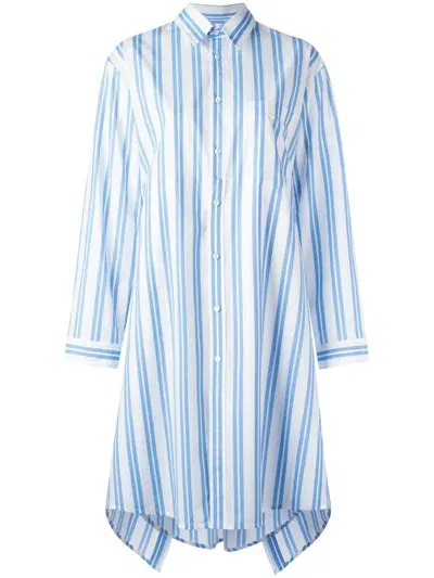 Balenciaga Striped Shirt Dress In White