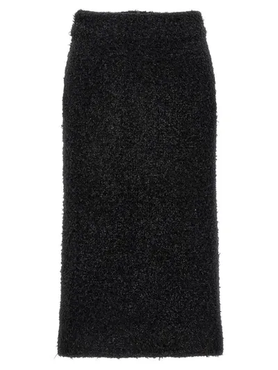 Balenciaga Tweed Midi Skirt In Black