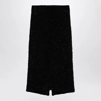 Balenciaga Tweed Midi Skirt In Black