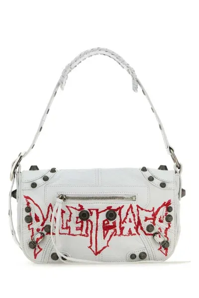 Balenciaga White Leather Le Cagole Xs Diy Metal Crossbody Bag In Opticwhite