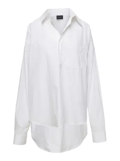 Balenciaga White Maxi Shirt In Cotton Woman