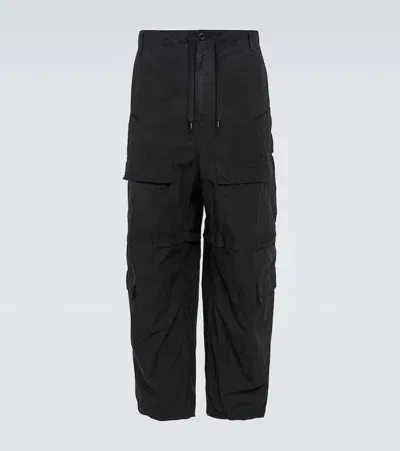 Balenciaga Wide Cotton-blend Cargo Pants In Black