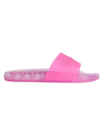 Balenciaga Logo-embossed Transparent Pool Slides In Pink