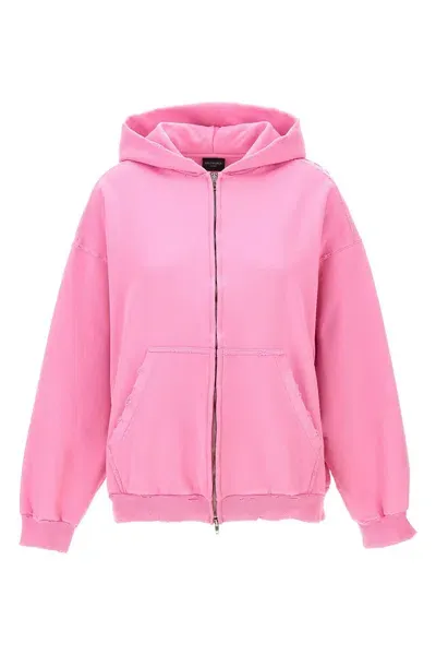 Balenciaga Printed Hoodie Sweatshirt In Pink