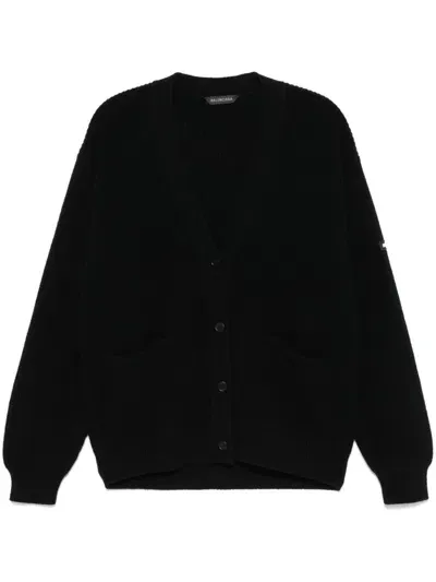 Balenciaga Wool Cardigan In Black