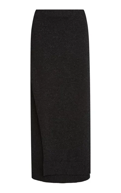 Balenciaga Wool Midi Wrap Skirt In Grey