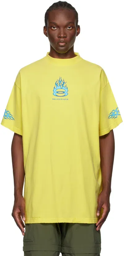 Balenciaga Logo-print Cotton T-shirt In Yellow