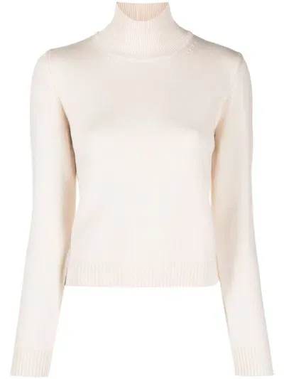 Ballantyne Funnel-neck Ribbed-knit Jumper In White