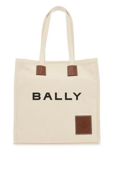 Bally Akelei Logo Printed Top Handle Bag In White