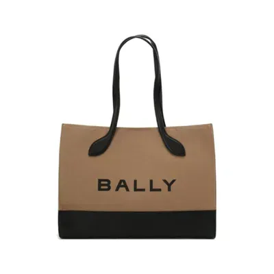 Bally Bar Keep On Logo-print Tote In Brown