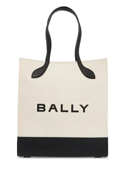 Bally Logo Printed Tote Bag In Natural/black+oro (white)