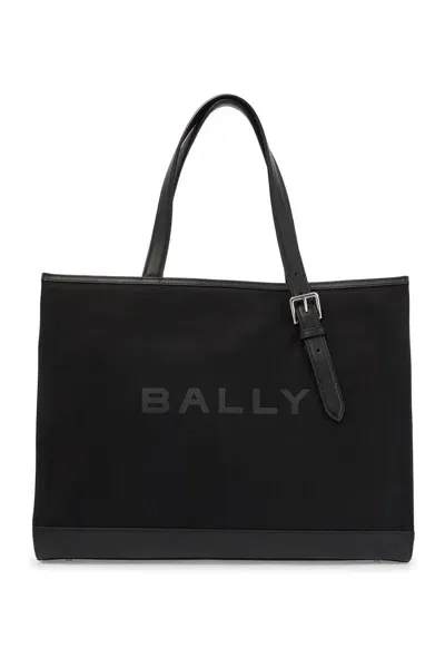 Bally Borsa Tote E/w In Nylon E Pelle In Black