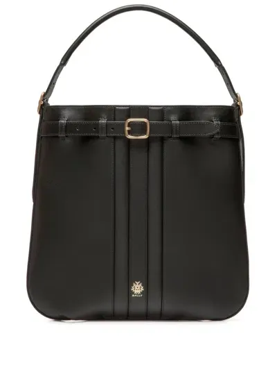 Bally Beckett Beltcros Leather Shoulder Bag In Black+oro