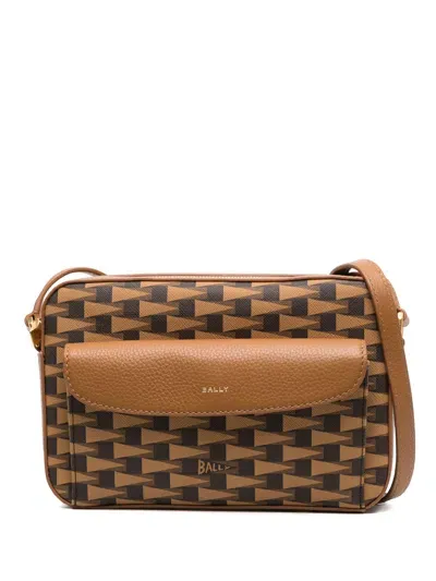 Bally Daniel Pennant-print Leather Crossbody Bag In Brown