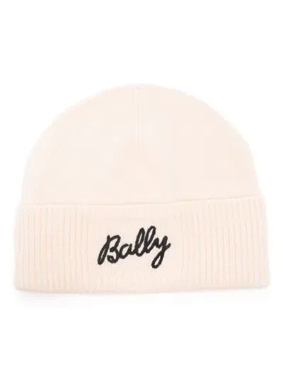 Bally Embroidered-logo Beanie Hat In Neutrals