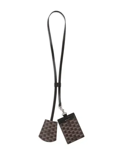 Bally Geometric-print Keyring In Black