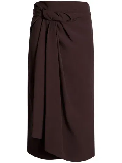 Bally Knot Detail Straight-cut Skirt In Brown