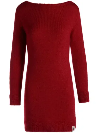 Bally Logo-appliqué Knitted Dress In Red