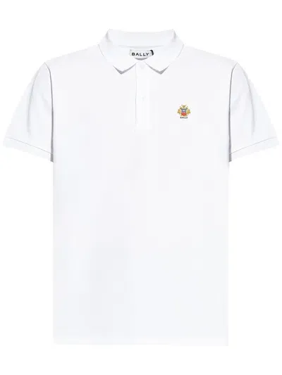 Bally Logo-embroidered Polo Shirt In White