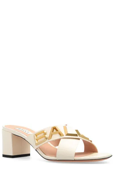 Bally Logo Lettering Block Heel Sandals In .