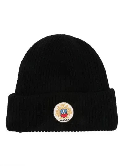 Bally Logo-patch Beanie In Black