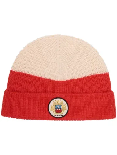 Bally Logo-patch Beanie In Red