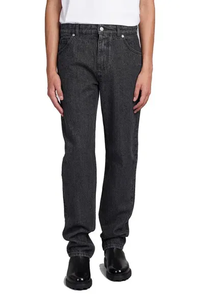 Bally Logo-patch Straight-leg Jeans In Grey