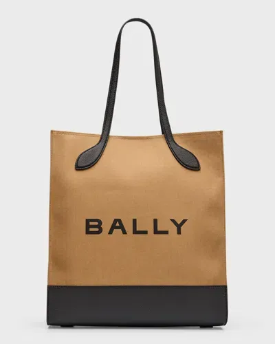 Bally Men's Bar Keep On Fabric And Leather Tote Bag In Brown