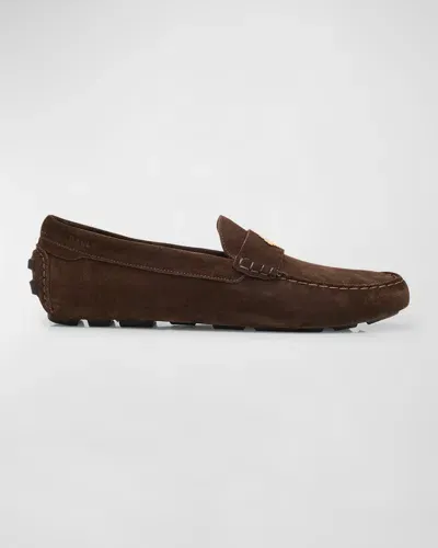 Bally Men's Kevan Suede Driving Shoes In Ebano/gold