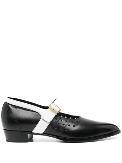 Bally Perforated-detail Ballet Flats In Black