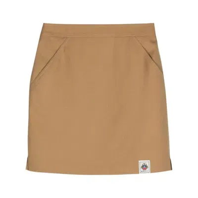 Bally Mid-rise Twill Miniskirt In Brown